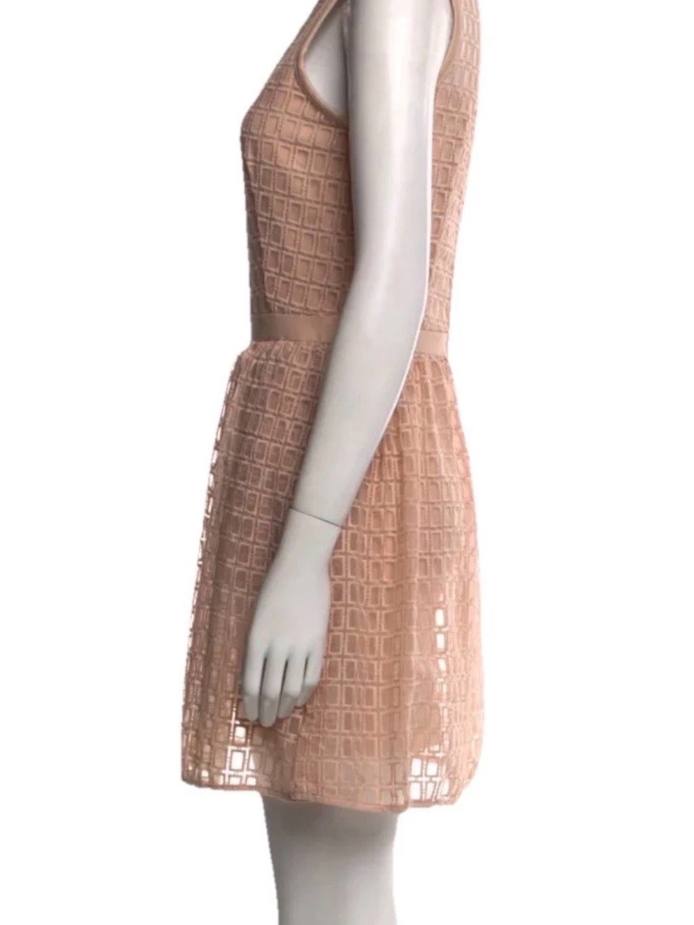 Maje Elixir Cloqué Nude Fit & Flare Mini Dress T2 M NWT - Picture 2 of 13